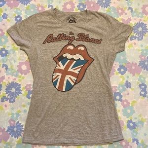 Rolling Stones Babydoll T Shirt Gray UK Rock Graphic Tee L